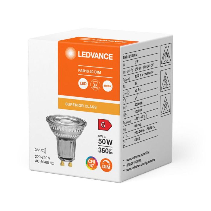 [LVE-4099854059070] Ledvance/Osram Bombilla LED Spot GU10 6W 350Lm 4000K 36º IP20 Regulable 1