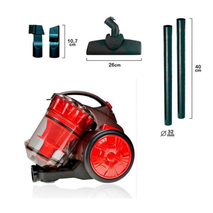 Edm Aspirador Multiciclónico Pequeño 700W 2.2L Rojo 3