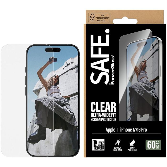 PanzerGlass Protector de Pantalla SAFE Schutzglas para iPhone 17 / 16 Pro / UWF - Vidrio Templado Resistente a Rayones y Golpes, Transparente 1 PanzerGlass Protector de Pantalla SAFE Schutzglas para iPhone 17 / 16 Pro / UWF - Vidrio Templado Resistente a Rayones y Golpes, Transparente 1