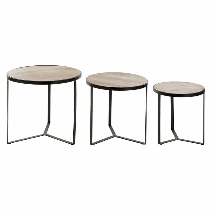 Mesita Auxiliar Loft DKD Home Decor Marron Negro 60 x 55 x 60 cm Set de 3