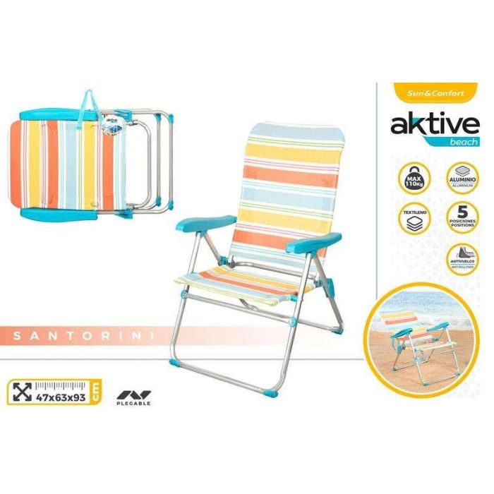 Silla plegable aluminio 5 posiciones con asa 47x63x93 cm 1 Silla plegable aluminio 5 posiciones con asa 47x63x93 cm 1