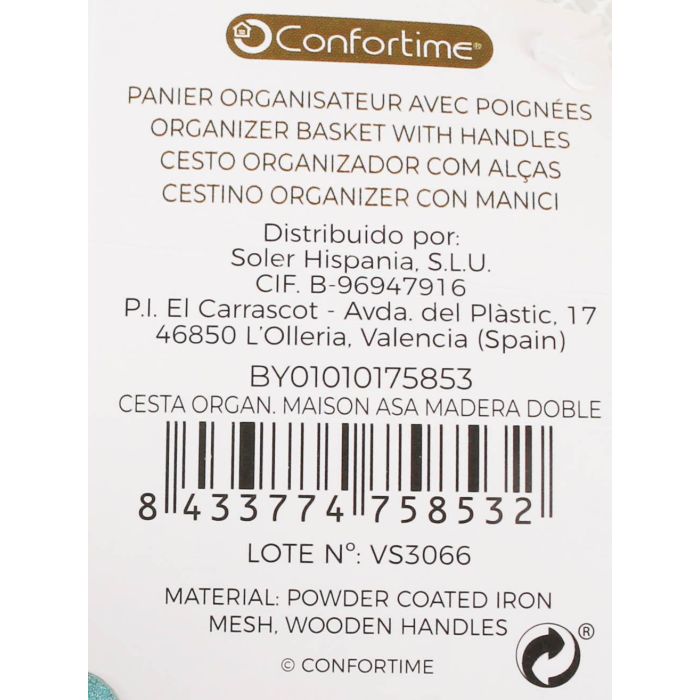 Cesta Organizadora Maison con Asa de Madera Doble - Confortime (6 Unidades) 5 Cesta Organizadora Maison con Asa de Madera Doble - Confortime (6 Unidades) 5