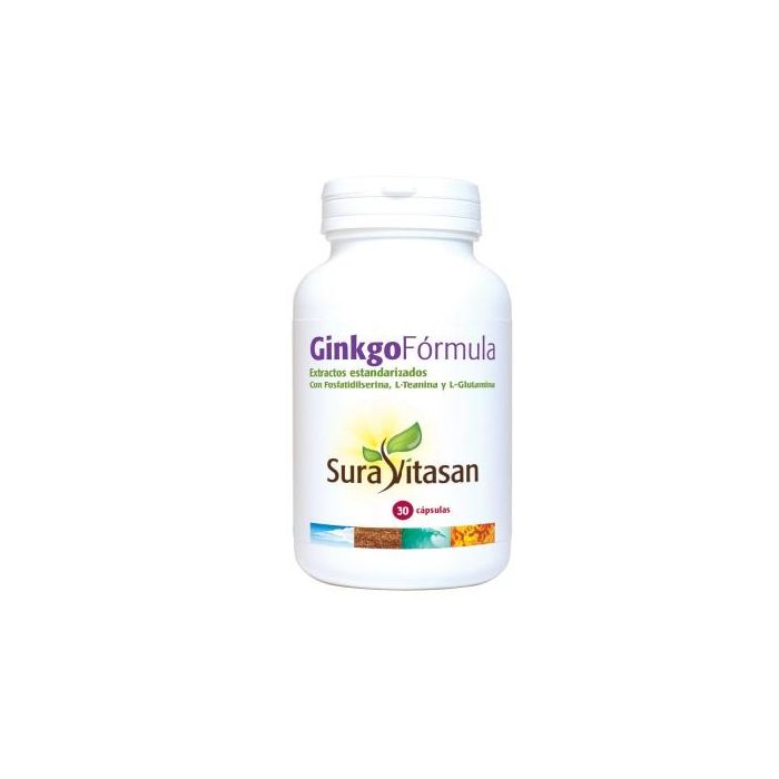 SURA VITASAN Ginkgo Formula 30 Cápsulas – Ginkgo Biloba, Melena de León, Bacopa Monnieri, L-Glutamina y L-Teanina. Fórmula Vegana