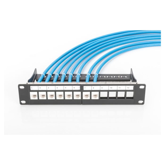 Digitus Patchpanel 1HE 12-Port Modular, 12 Puertos, Montaje en Bastidor, 1U, Negro