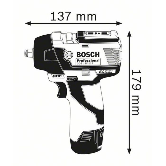 Bosch Professional Llave de impacto GDS 12V-115 + 2 baterías 3.0Ah + L-BOXX - 06019E0103 1