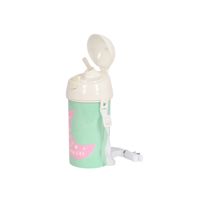 Safta Botella "Moon" 500 ml con Pajita y Apertura Automática Color Negro 1