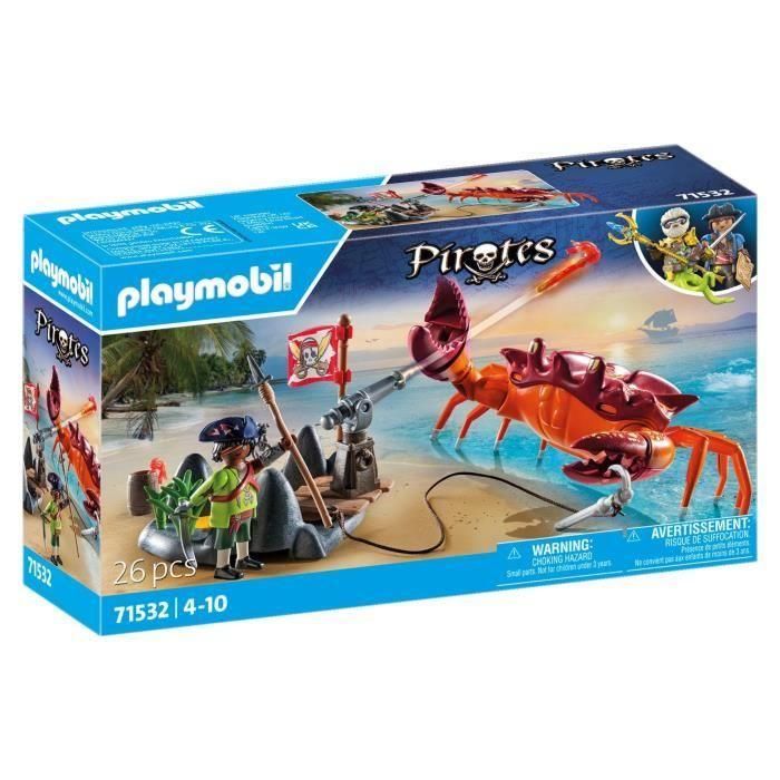 Playmobil 71532 Batalla del Cangrejo Gigante Pirates Set de Juego - Incluye Pirata con Cañón, Cangrejo con Pinza Moviéndose, Aventura para Niños +4 años