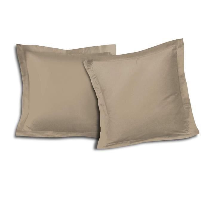 LOVELY HOME Juego de 2 fundas de almohada 100% algodón 63x63 cm - Beige 1