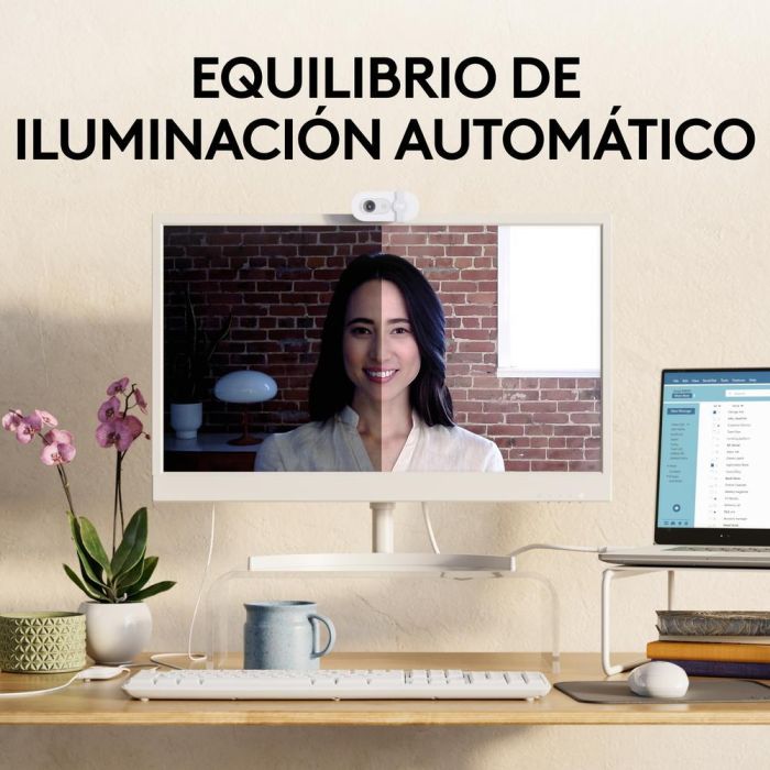 Logitech Webcam Brio 100 Blanco Full HD 1080p USB Plug and Play con Tapa de Privacidad Integrada 3