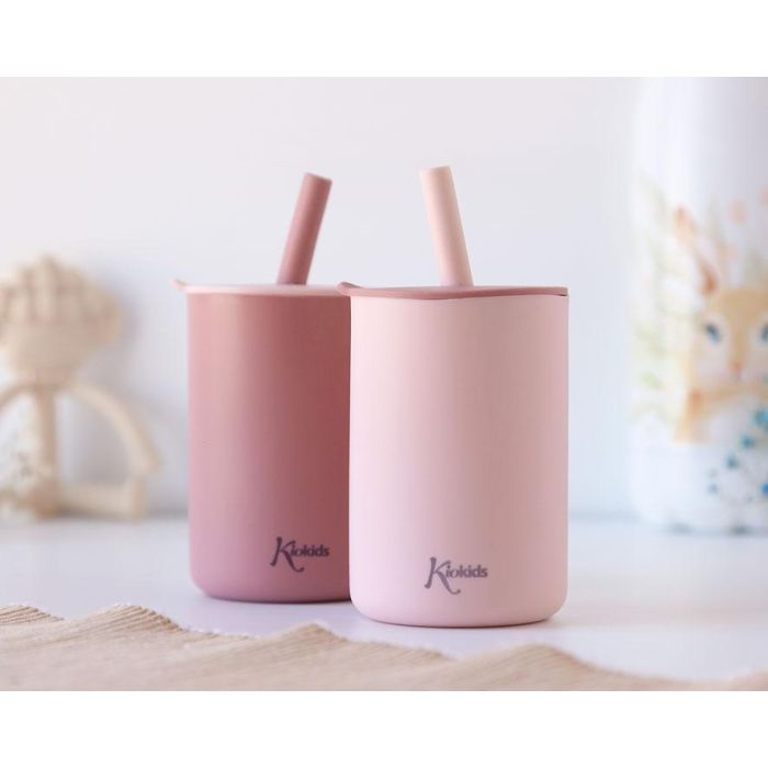 Vasos En Silicona Rosa Con Pajita Vasos En Silicona Rosa Con Pajita