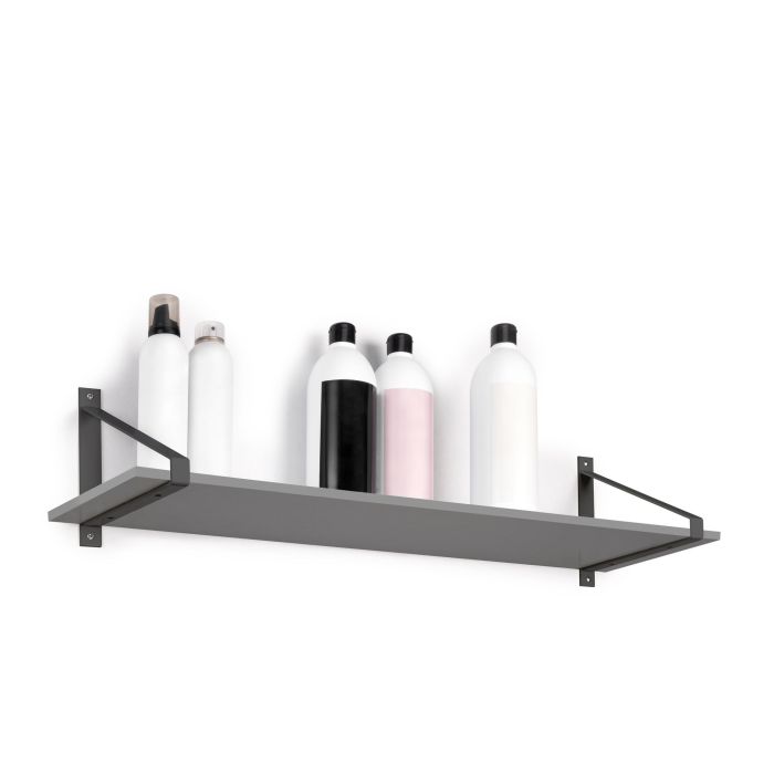 Emuca Juego de soportes para estante de madera Shelf con forma triangular, Acero, Pintado negro 1