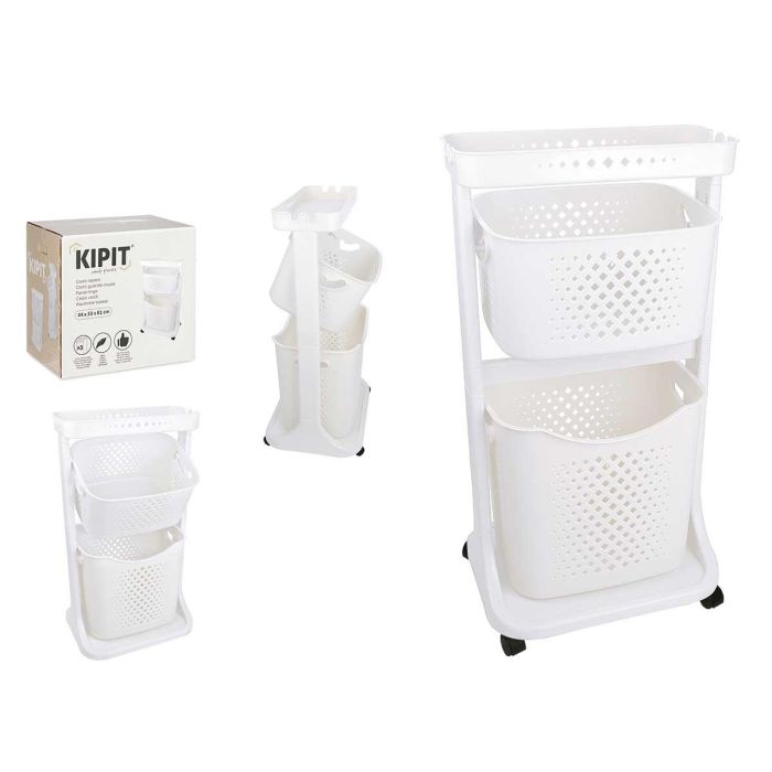 Ropero de plástico Kipit 2 alturas con ruedas, blanco 33x84x43 cm Ropero de plástico Kipit 2 alturas con ruedas, blanco 33x84x43 cm