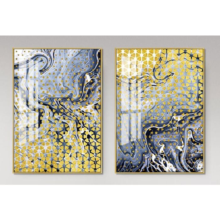 Cuadro Moderno DKD Home Decor Dorado Negro 3 x 90 x 60 cm (2 Unidades)