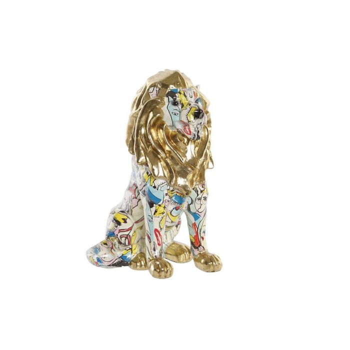 Figura Decorativa DKD Home Decor Dorado León Resina Multicolor Moderno (21 x 14,5 x 27 cm) (15 x 21 x 27 cm) 2