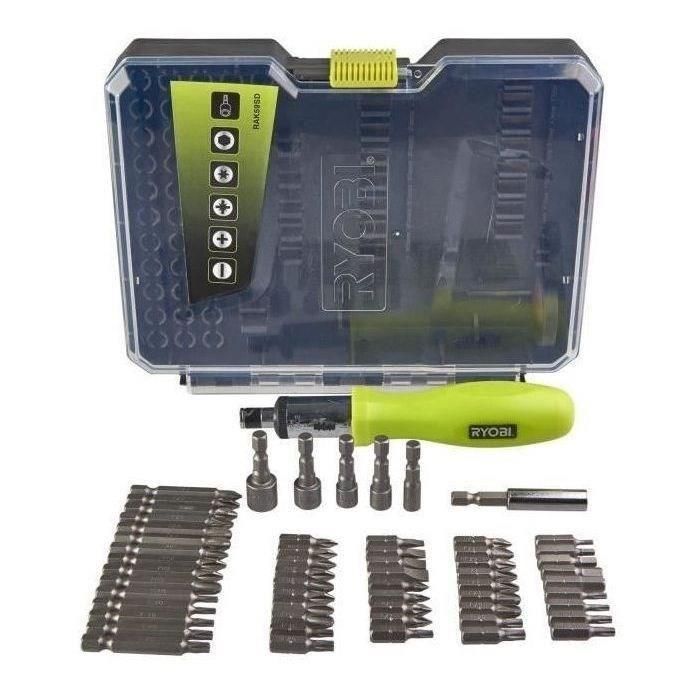 Estuche de 59 Puntas para Atornillar Ryobi RAK59SD / Incluye Destornillador 1 Estuche de 59 Puntas para Atornillar Ryobi RAK59SD / Incluye Destornillador 1