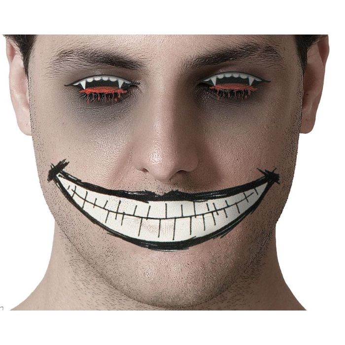 Tatuaje Facial De Sonrisa Macabra Y Ojos Dibujados Para Disfraces De Payaso Diabólico Y Looks Escalofriantes