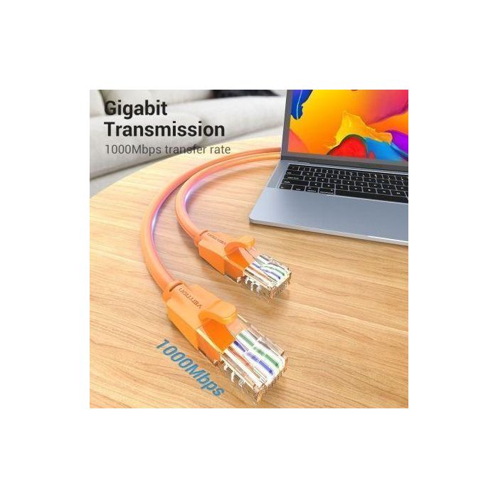 Vention IBEOH Cable de Red Ethernet RJ45 UTP Cat.6 Gigabit 1000Mbps Conectores Macho Chapados en Oro 2m Naranja 1