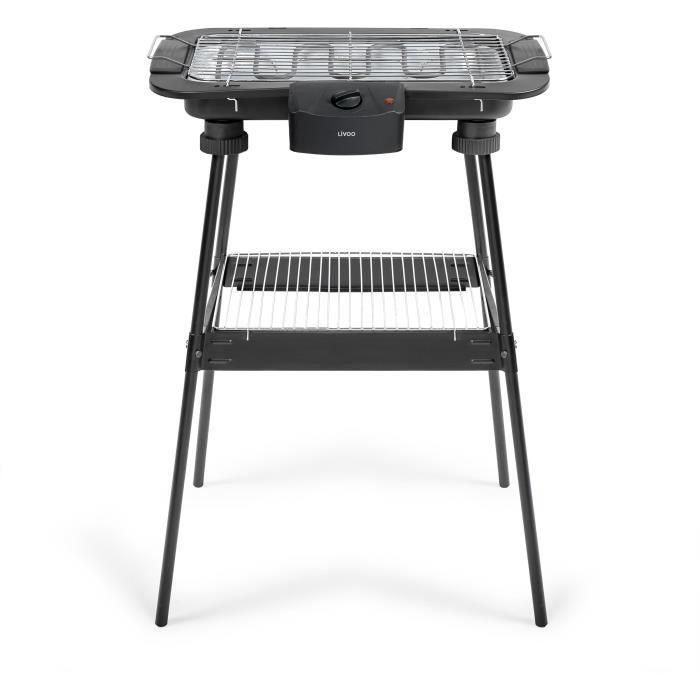LIVOO DOM506 Barbacoa Eléctrica 2200W 2 en 1 Termostato Ajustable Negra