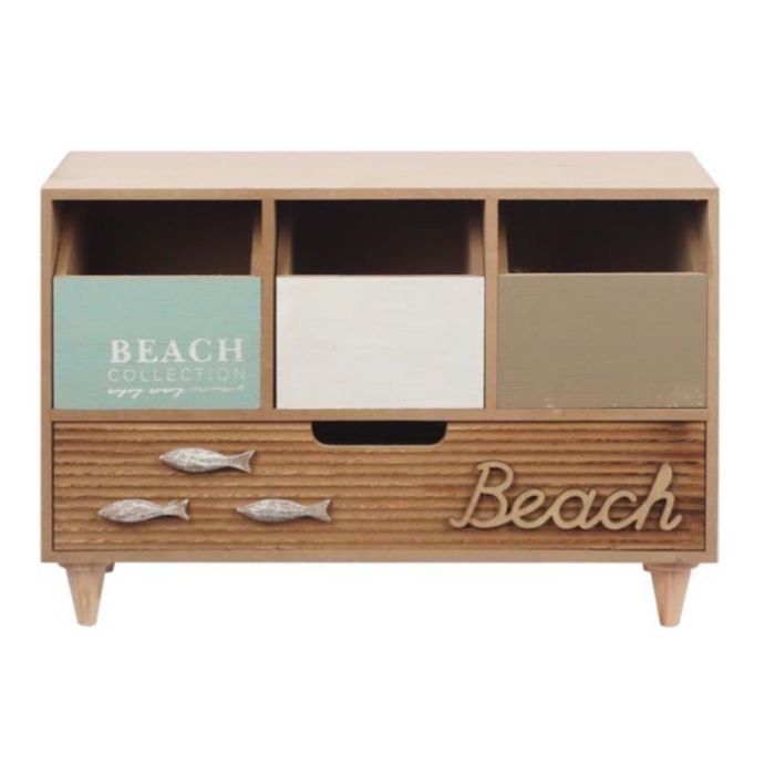 DKD Home Decor Joyero de Madera Estilo Atlántico Beach Colección O Grove Marrón Turquesa 14x24x34 cm