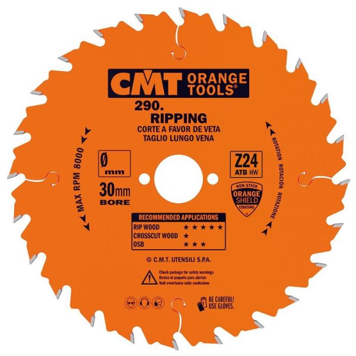CMT 216-30-2,8 (Z-24) Sierra Circular 216mm Ø, 30mm int., 2,8mm Espesor, 24 Dientes para Madera Blanda y Dura, Cortes Transversales