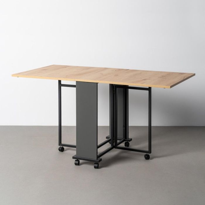 Mesa Plegable Plegable Negro-Natural 148 X 71 X 74 cm