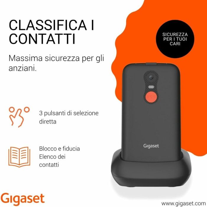 Gigaset GL595 Dual SIM Negro - Teléfono Concha para Mayores IP44 con Linterna y Botones Grandes 4