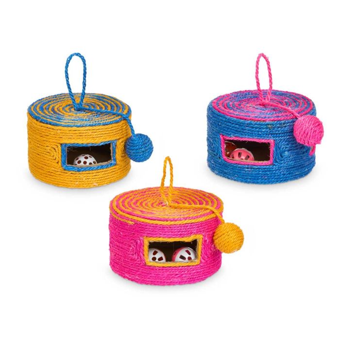Rascador Cuerda Bola Cascabeles Surtidos Colores Mascow 17X10CM (12 Unidades) 1 Rascador Cuerda Bola Cascabeles Surtidos Colores Mascow 17X10CM (12 Unidades) 1