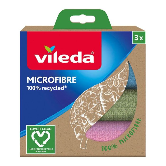 Vileda Bayeta Microfibra 100% Reciclada 168310, Pack 3 Unidades Vileda Bayeta Microfibra 100% Reciclada 168310, Pack 3 Unidades
