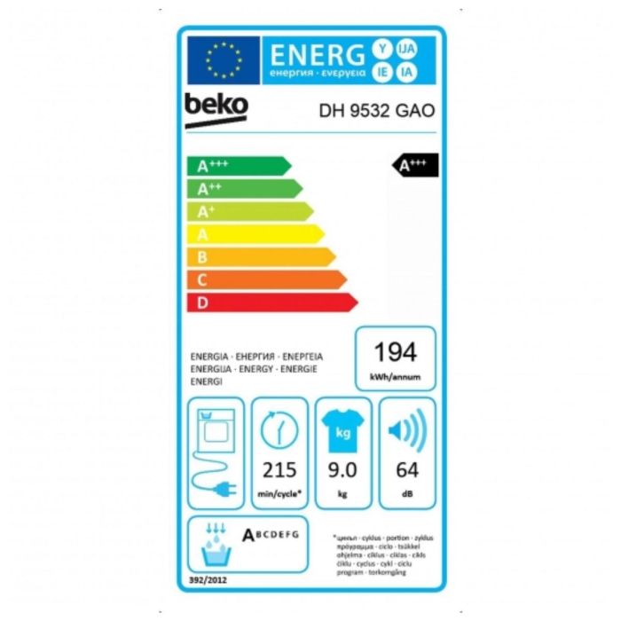 Secadora de condensación BEKO DH 9532 GAO Blanco 2 Secadora de condensación BEKO DH 9532 GAO Blanco 2