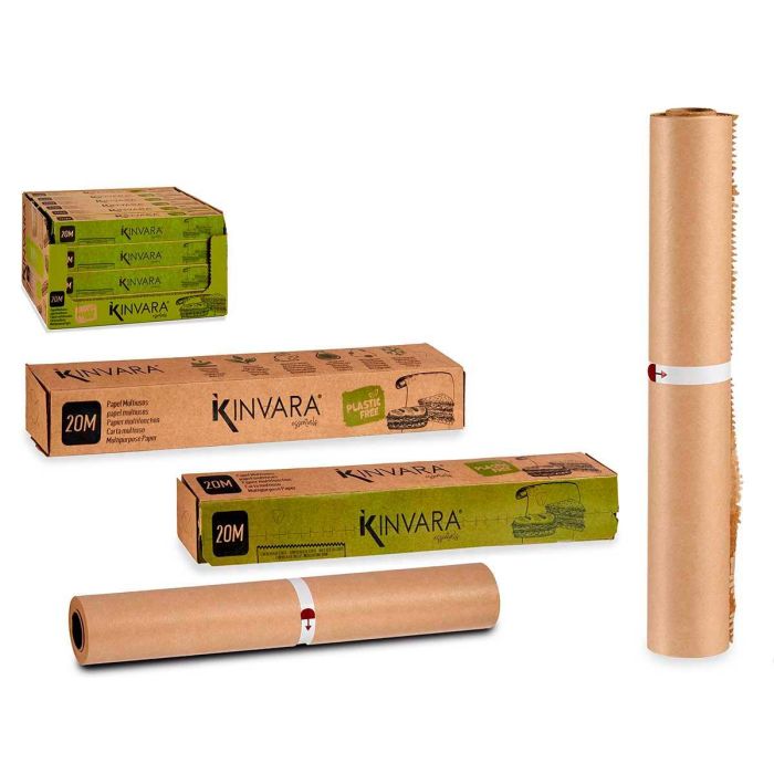 Kinvara Rollo Papel Multiusos 20 metros de Celulosa Marrón 30x4x4 cm | Alternativa Sostenible al Aluminio, Compostable, Apto Frigorífico (15 Unidades) Kinvara Rollo Papel Multiusos 20 metros de Celulosa Marrón 30x4x4 cm | Alternativa Sostenible al Aluminio, Compostable, Apto Frigorífico (15 Unidades)