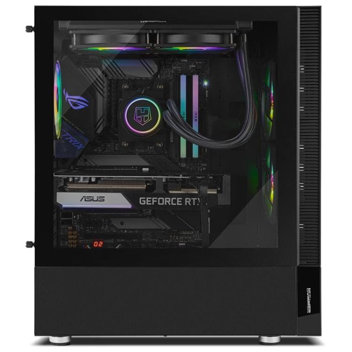Nox Caja Gaming Semitorre Hummer Nemesis ARGB Cristal Templado Blanca NXHUMMERNMSSBK 2