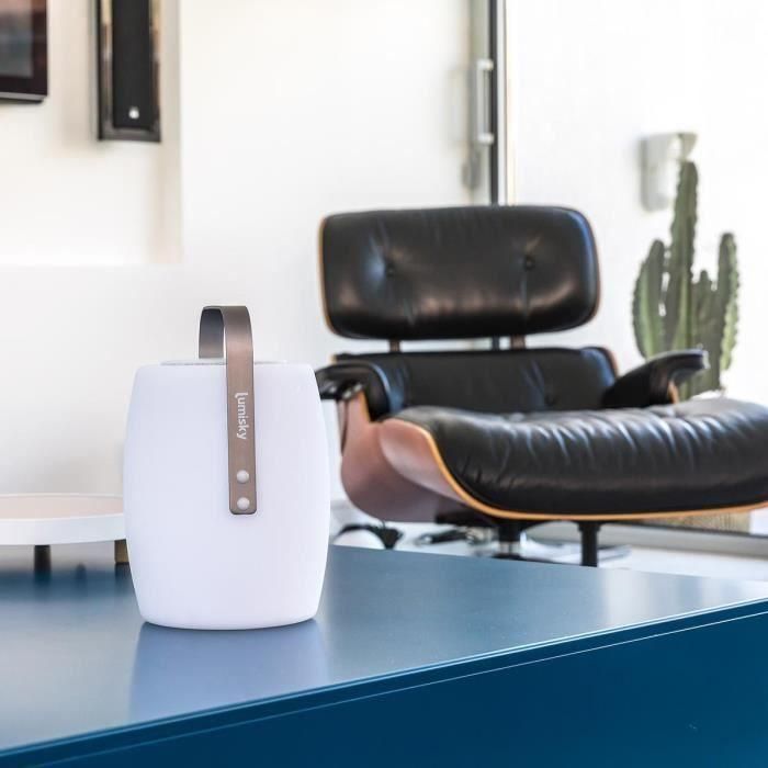 Lumisky LUM3760119738320 Lucy Play Lámpara Altavoz Bluetooth Inalámbrico LED Blanco y Multicolor Regulable H31 cm 2