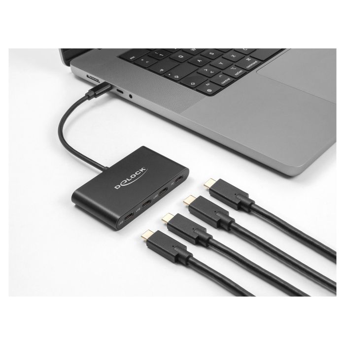 Delock Hub USB-C con 4 Puertos, USB 3.2 Gen 1, 3 x USB-C + 1 x USB-C PD de 100 W, 5 Gbit/s, Aluminio Negro para Windows, Mac, Linux, iOS 1 Delock Hub USB-C con 4 Puertos, USB 3.2 Gen 1, 3 x USB-C + 1 x USB-C PD de 100 W, 5 Gbit/s, Aluminio Negro para Windows, Mac, Linux, iOS 1