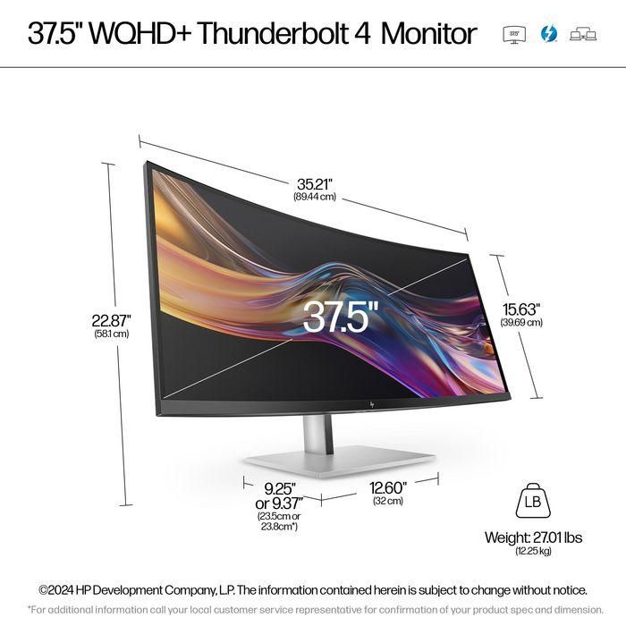HP Series 7 Pro 37.5 inch WQHD+ Thunderbolt 4 Monitor - 738pu 7 HP Series 7 Pro 37.5 inch WQHD+ Thunderbolt 4 Monitor - 738pu 7