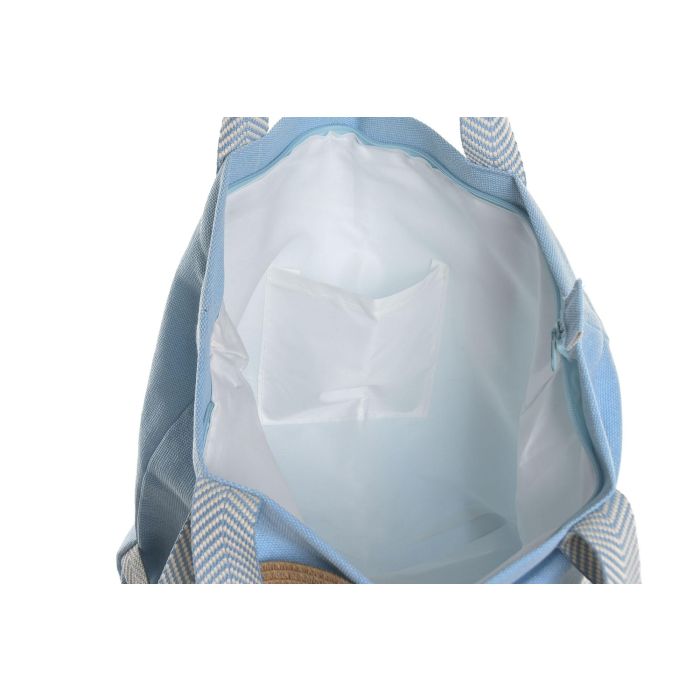 DKD Home Decor Bolso Mediterraneo Azul Coral Poliester Algodon 46 x 10 x 38 cm Set de 2 (4 Unidades)