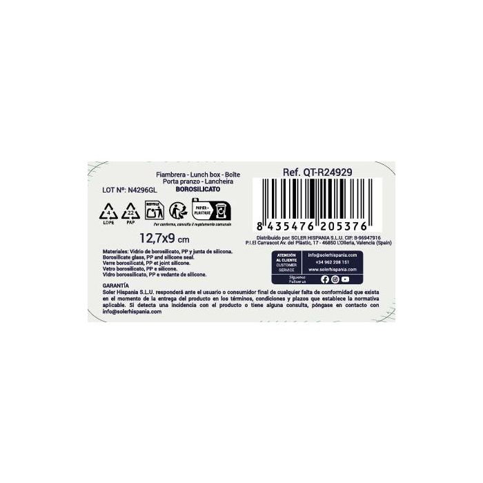 Fiambrera rectangular hermética sin válvula Quttin 12.7 x 9 cm 180 cc (12 Unidades) 7
