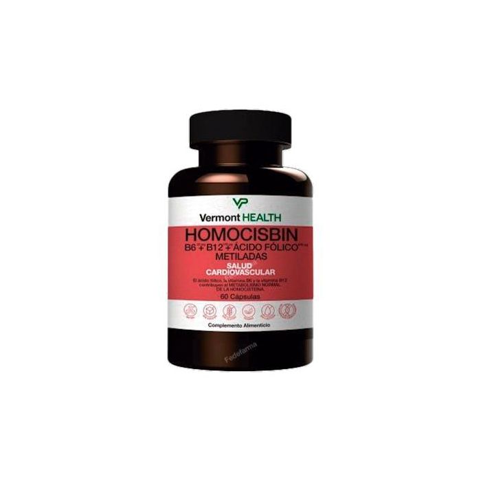 Homocisbin B6 + B12 + Ácido Fólico Metiladas 60 Cápsulas para Metabolismo Homocisteína, Apto Vegetarianos