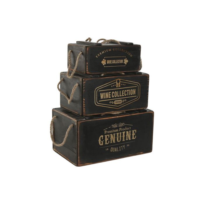 Caja Tradicional DKD Home Decor Negro 24 x 20 x 38 cm Set de 3 1