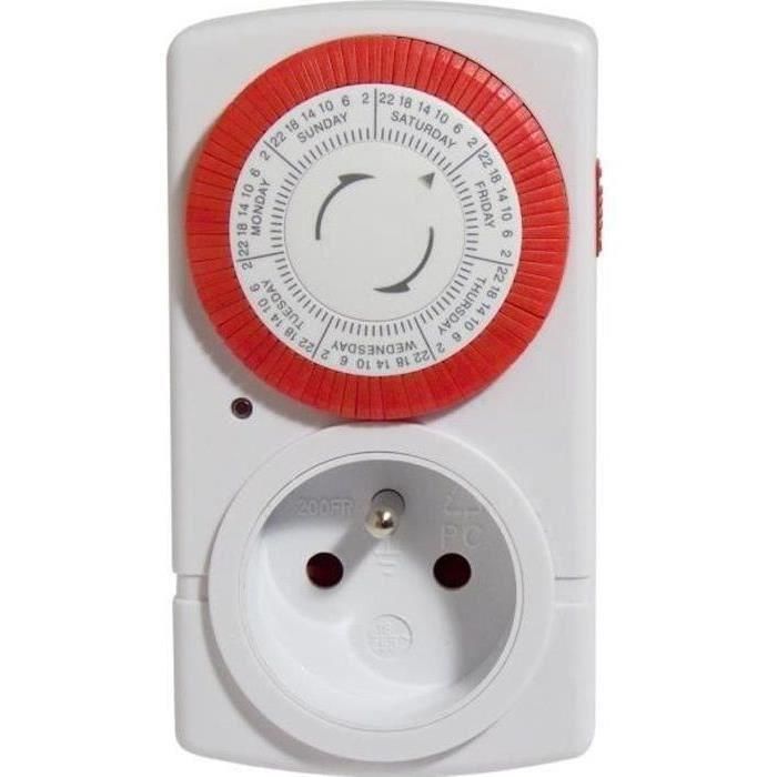 Chacon Programador Semanal Mecánico de Ahorro Energía. Temporizador de 15 Min por Ciclo, hasta 42 Semanales y 3500W Max.