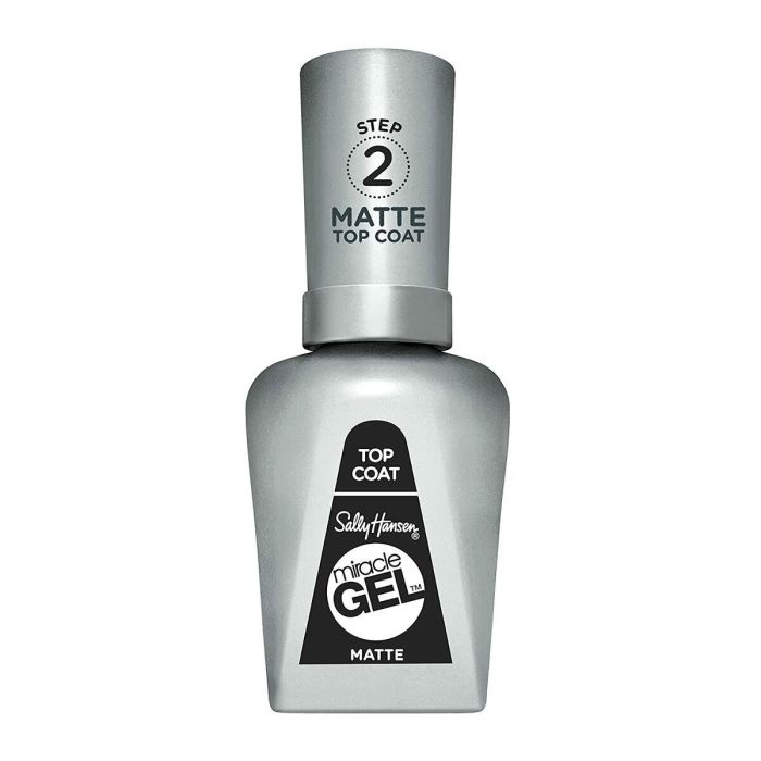 Sally Hansen MIRACLE GEL Top Coat Esmalte de Uñas Mate, Protección Color, Acabado Extra Fuerte Duradero Sin Lámpara UV, 14,7 ml