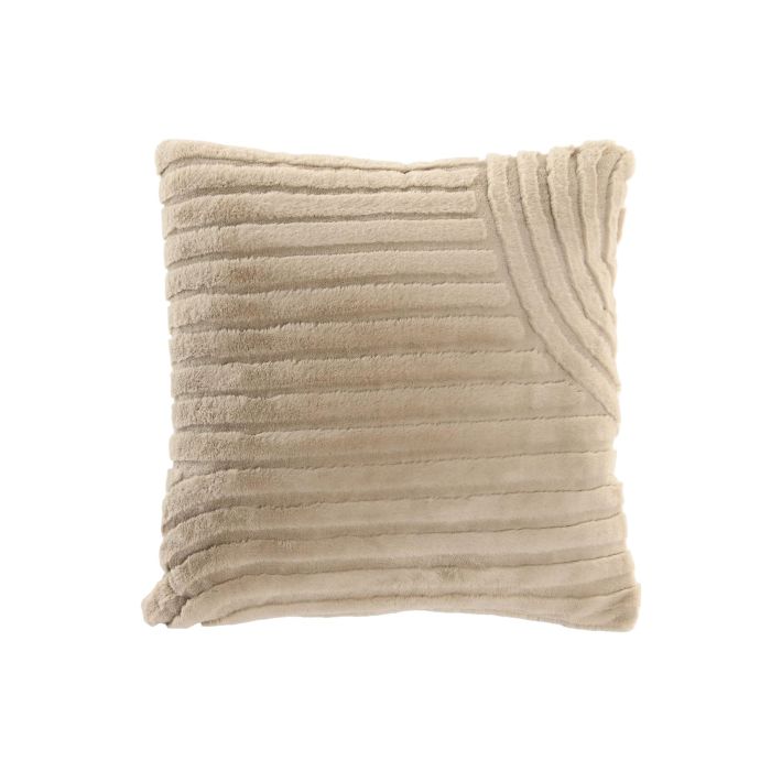 DKD Home Decor Cojín Decorativo Urban Beige de Poliéster 45x45 cm con Efecto Pelo de Conejo y Cremallera (Set de 2)