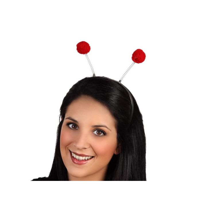 Diadema con antenas de abeja en rojo para disfraces y fiestas