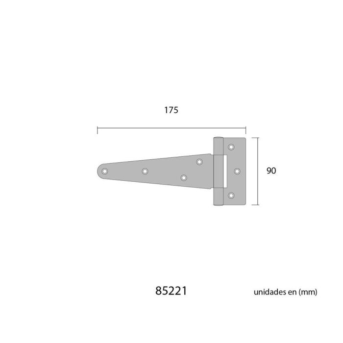 Bisagra en forma de t 185 x 90 mm hierro cincado cromado 1