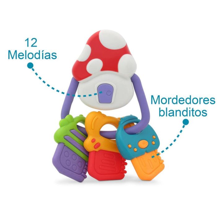 KioKids Llavero Sonajero Mordedor Musical Champiñón con Llaves Blandas, 12 Melodías y Alivio Dentición para Bebés +3 Meses 4 KioKids Llavero Sonajero Mordedor Musical Champiñón con Llaves Blandas, 12 Melodías y Alivio Dentición para Bebés +3 Meses 4