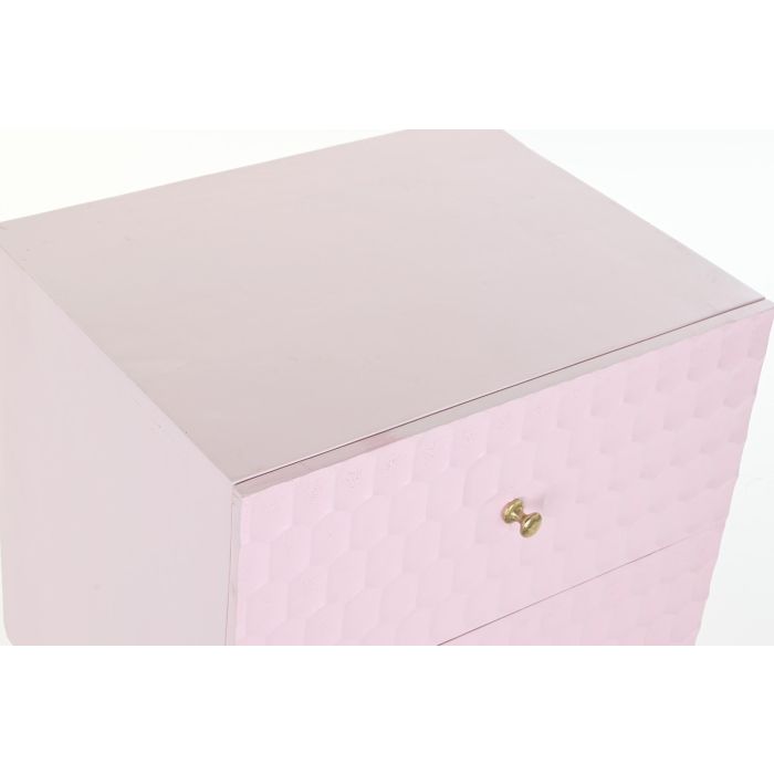 DKD Home Decor Mesita de Noche Moderna Rosa Palo 42 x 65 x 52 cm con 2 Cajones 1