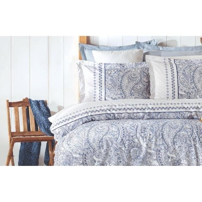 Aucune ASI8683342464154 Juego de cama - 1 funda nórdica 220x240 cm + 2 fundas de almohada 60x60 cm - 100% algodón reforzado - Azul 1