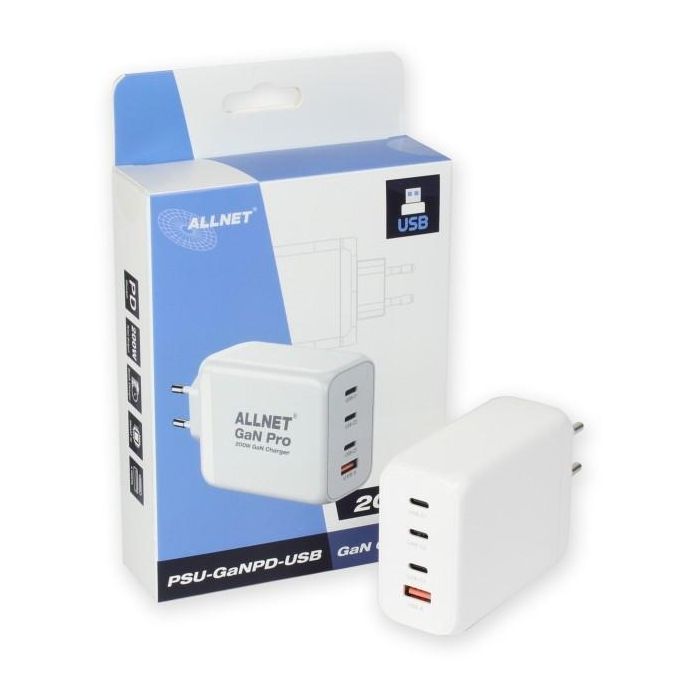 Z ALLNET Ersatznetzteil QC USB-C PD GaN Netzteil Power Supply200Watt 1x USB Typ-A QC 3x USB Typ-C**EU PLUG** 0 Z ALLNET Ersatznetzteil QC USB-C PD GaN Netzteil Power Supply200Watt 1x USB Typ-A QC 3x USB Typ-C**EU PLUG** 0