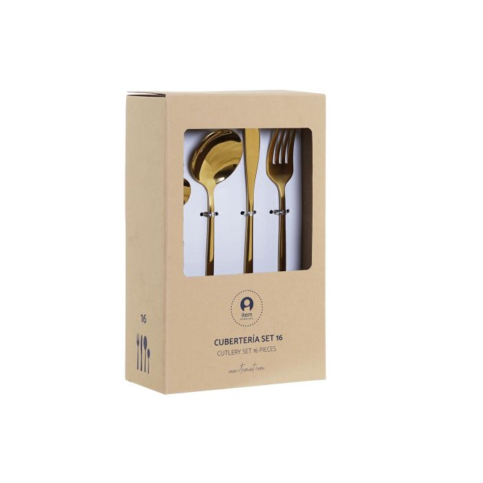 Cuberteria Glam DKD Home Decor Negro Plateado 1.2 x 22.5 x 2 cm Set de 16 1