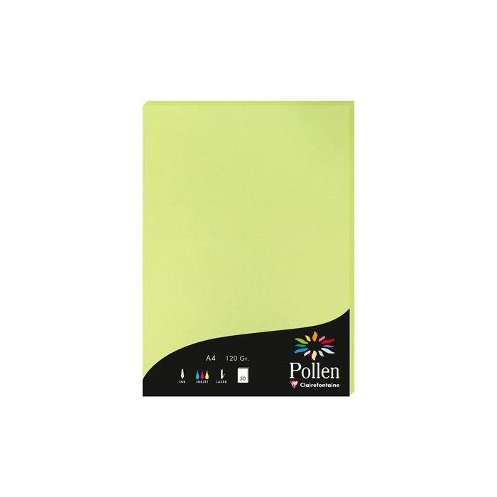 Papel Clairefontaine Pollen A4 120G 50H Verde Yema