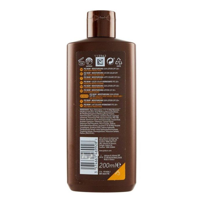 Piz Buin Protector Solar Corporal IN SUN Lotion SPF50+, Hidratante, Resistente al Agua, 200 ml 1 Piz Buin Protector Solar Corporal IN SUN Lotion SPF50+, Hidratante, Resistente al Agua, 200 ml 1